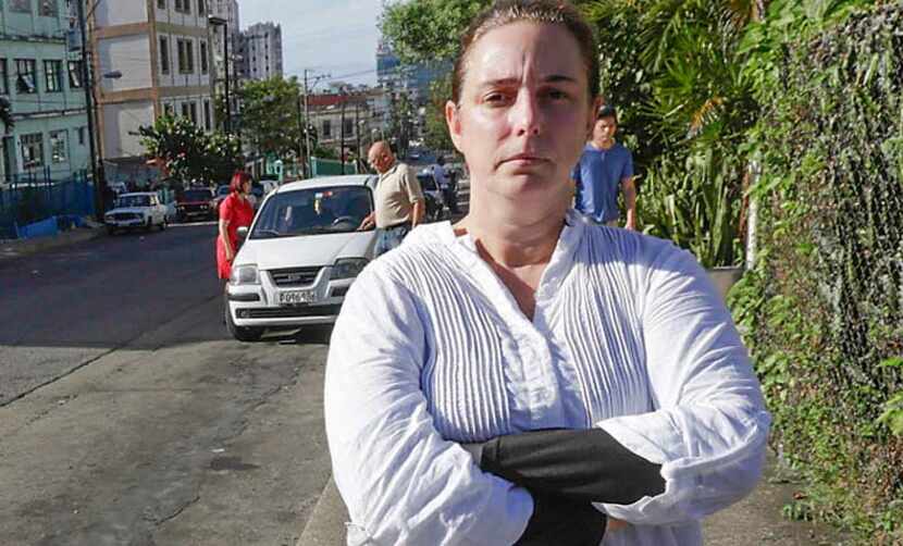 Cuban performance artist Tania Bruguera poses in a Havana street following her release on...