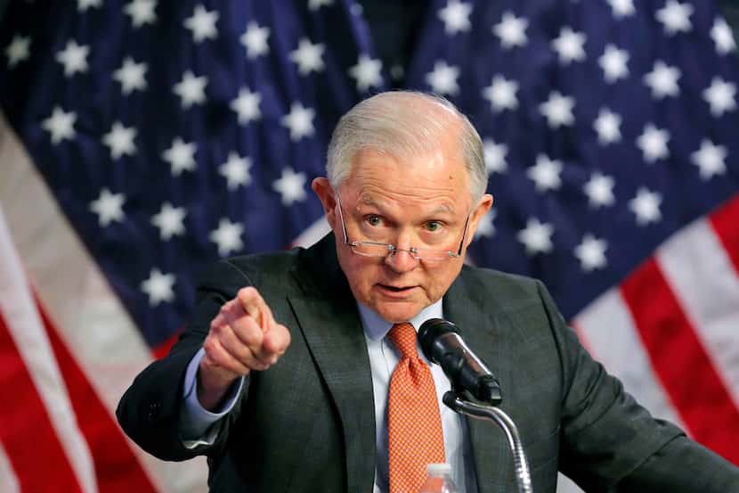 U.S. Attorney General Jeff Sessions speaks at a meeting of the Oklahoma Sheriff's...