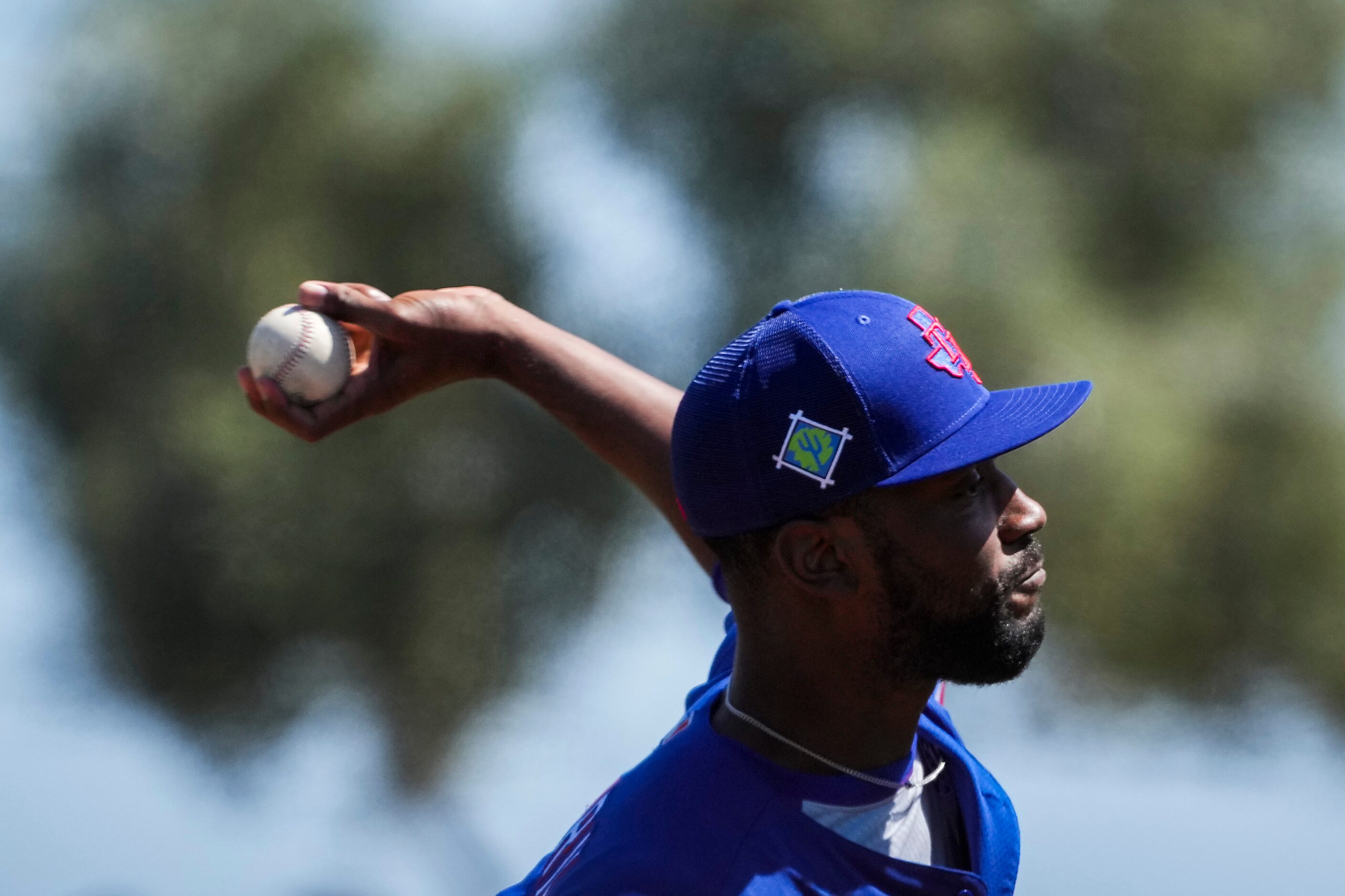 Texas Rangers pitcher Taylor Hearn delivers during the first inning of a spring training...