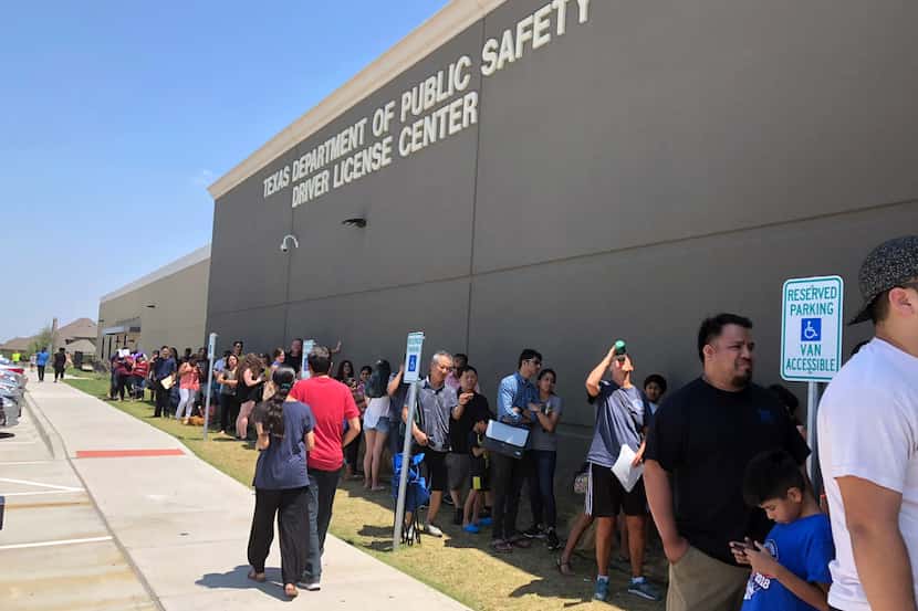 Long lines regularly form at the Texas Department of Public Safety Driver License Mega...