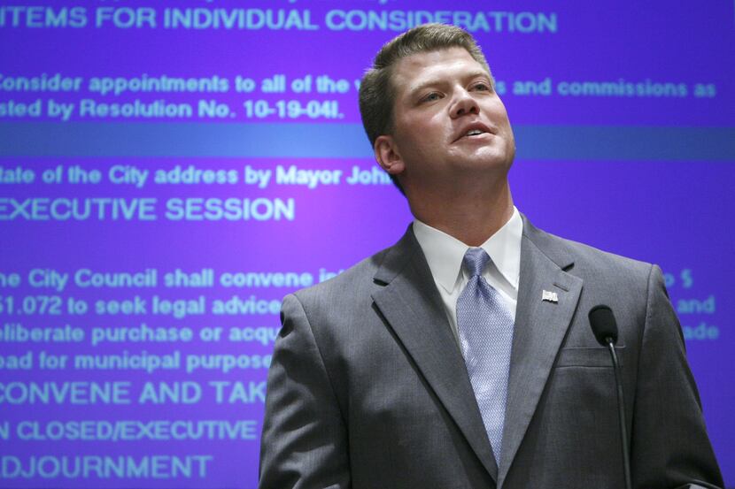 Rowlett mayor Shane Johnson delivers the  State of the City address in 2006. Johnson died...