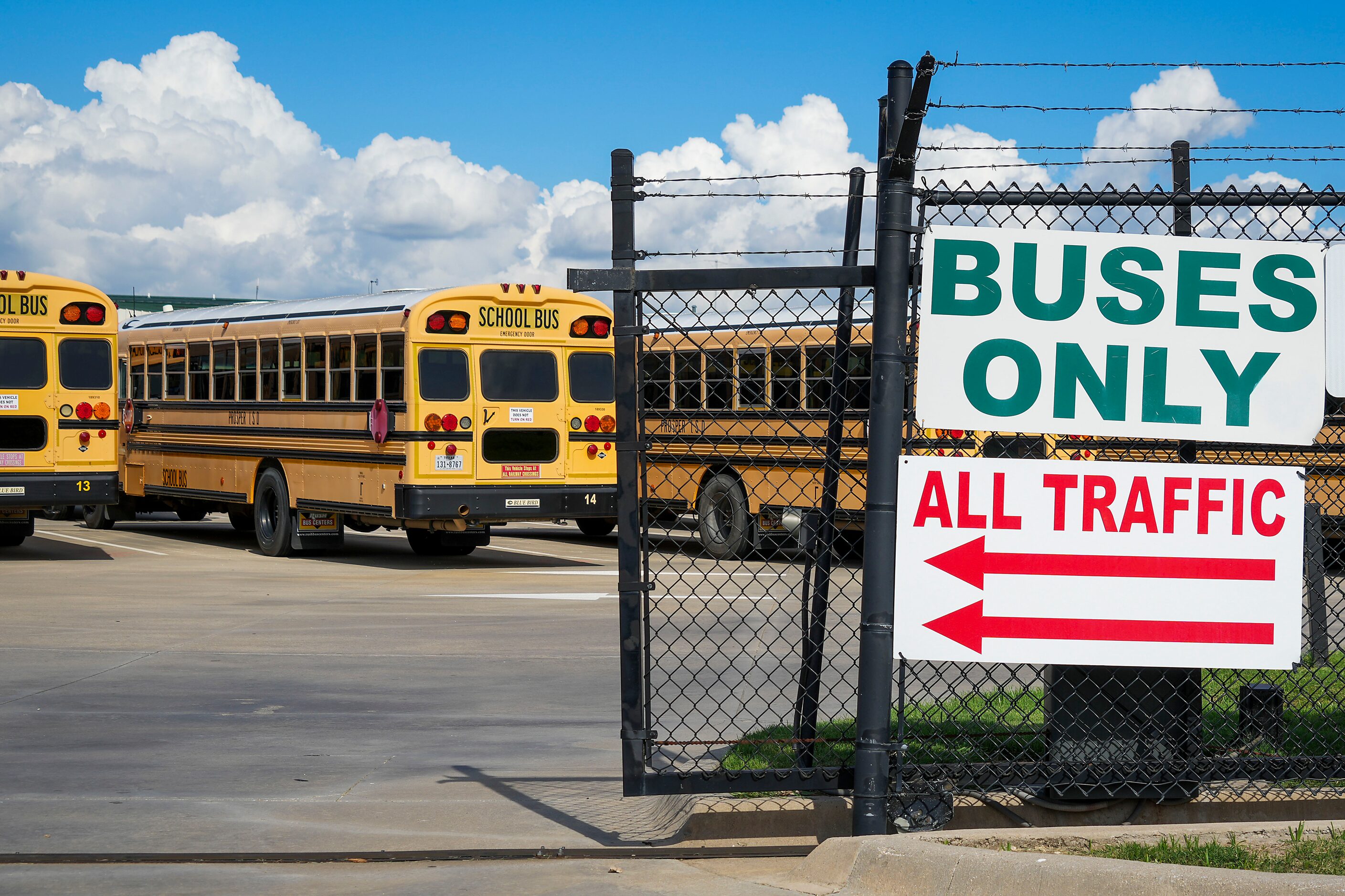 Prosper ISD school buses at the district bus facility on Monday, Aug. 29, 2022, in Prosper,...