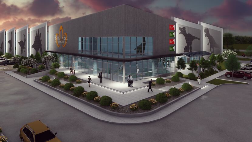 A rendering of the office and manufacturing building into which dinosaur builder Billings...