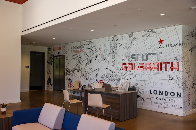 The lobby lounge at the new Galbraith apartment high-rise in downtown Dallas on July 7.