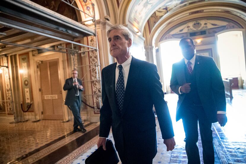FILE - In this June 21, 2017, file photo, Special Counsel Robert Mueller departs after a...