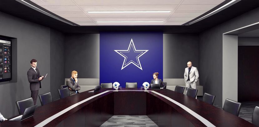 An artist's rendering of what the Cowboys' new digital war room will look like at their new...