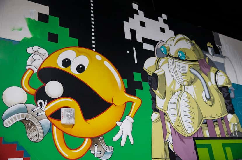 Video game inspired murals are being painted on the walls inside the National Videogame...