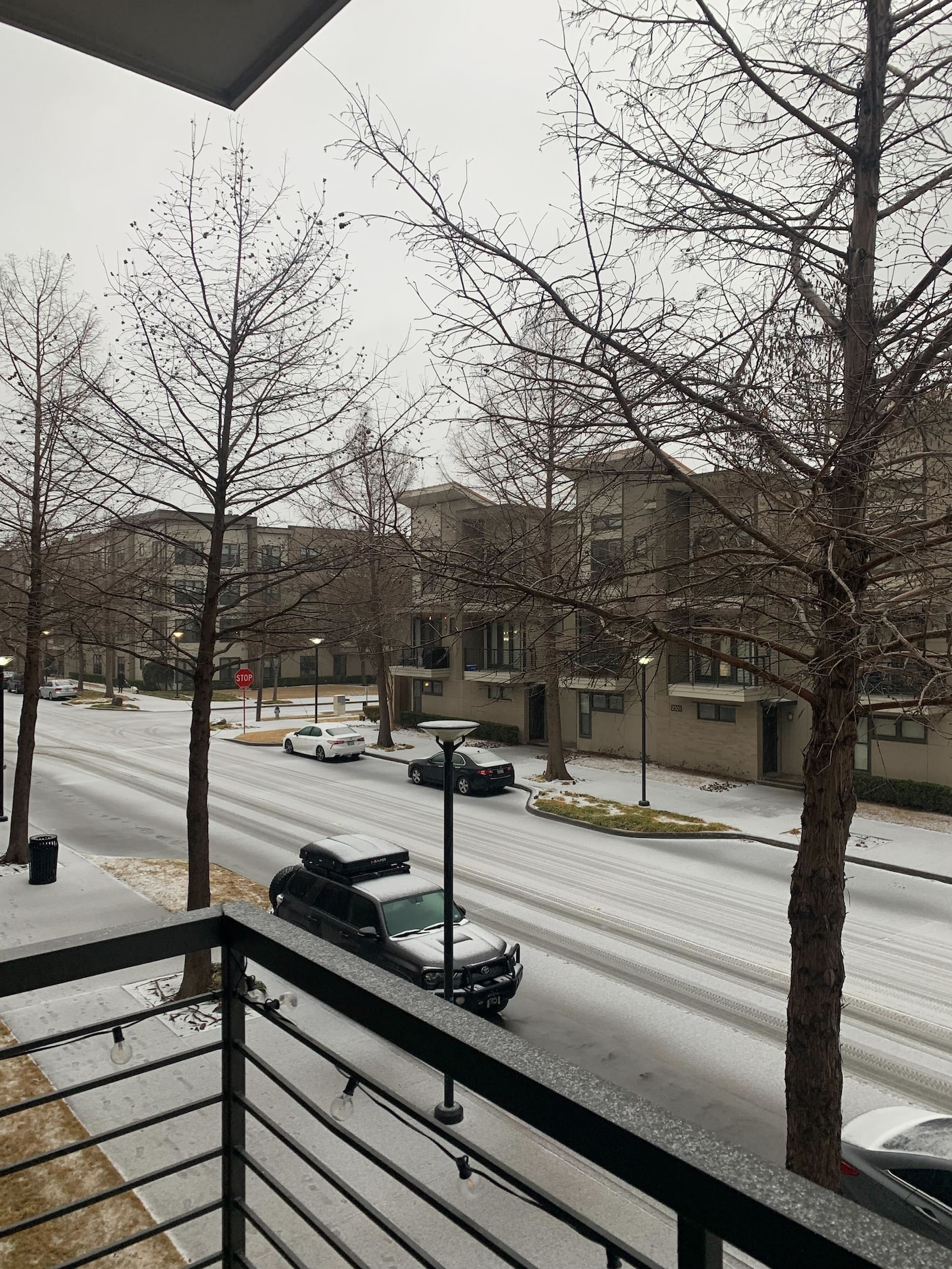 Ice accumulates in a neighborhood just north of downtown Dallas on Tuesday, Jan. 31, 2023. 