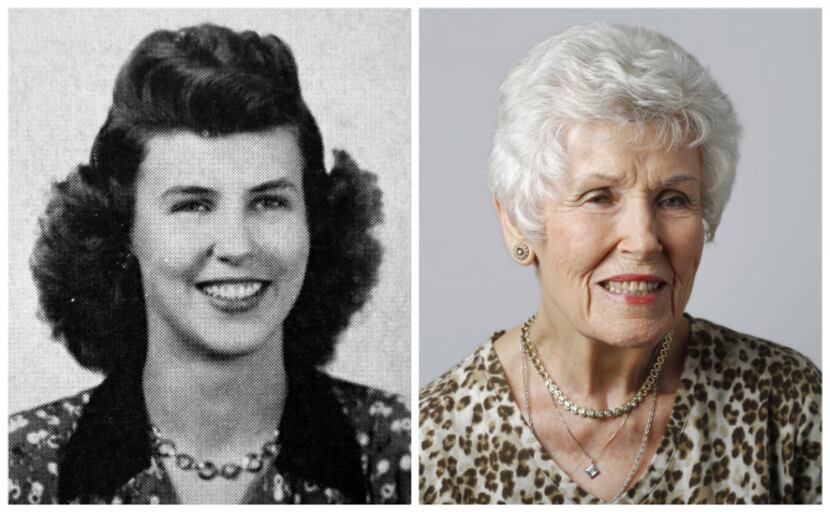 Carolyn Davis Womack in her 1943 senior class picture and today.
