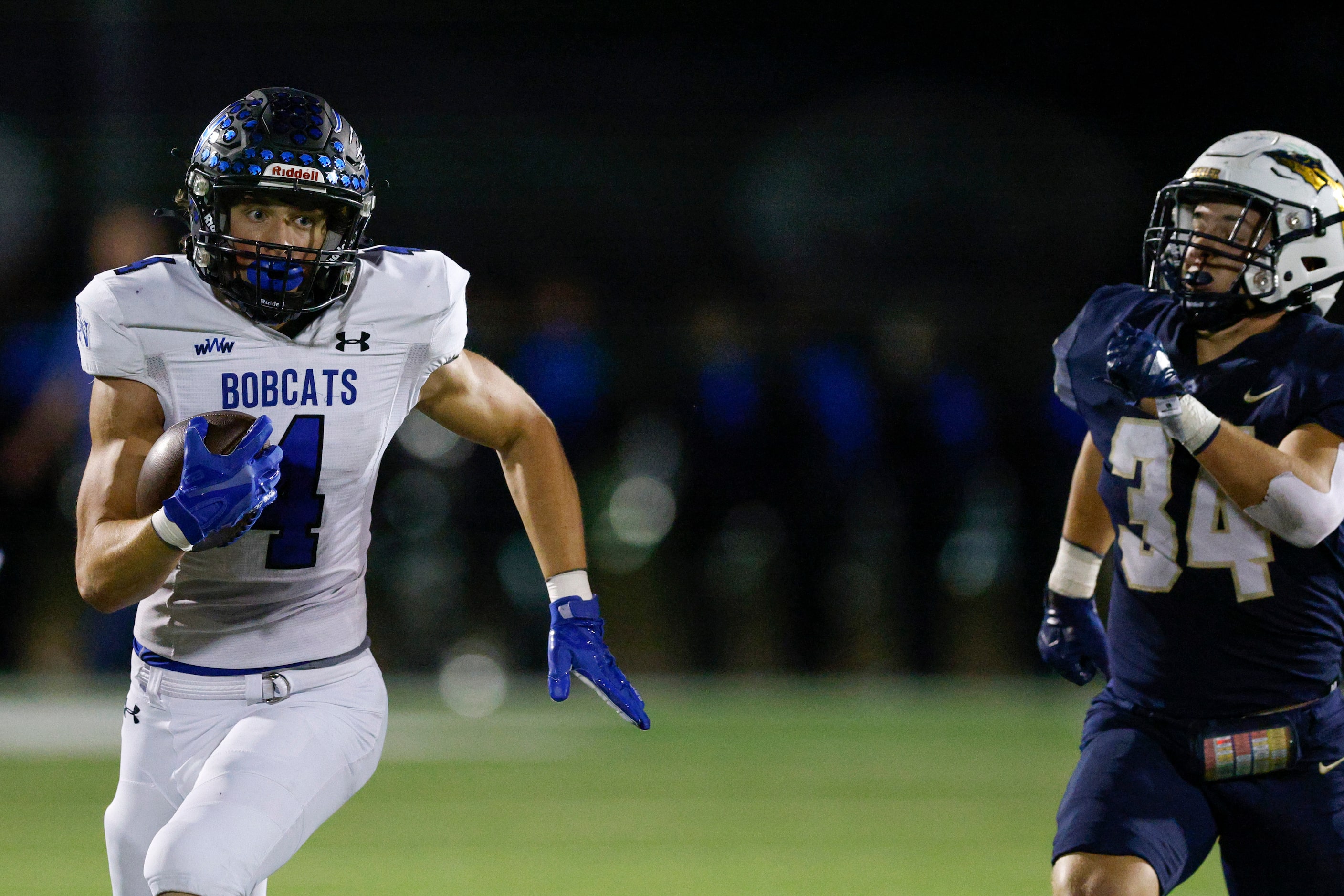 Trophy Club Byron Nelson wide receiver Draden Gorman (4) runs after a catch away from Keller...