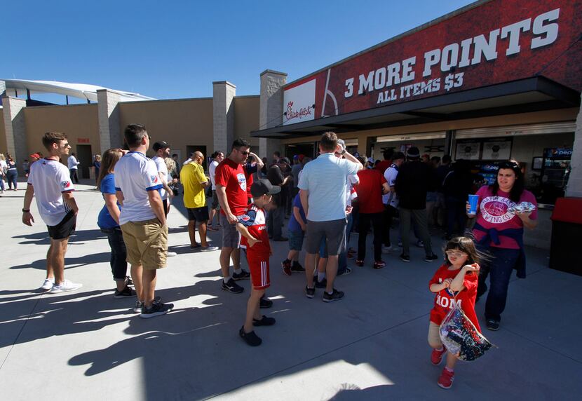 FC Dallas fans visit the Three more points concession stand before the start of the FC...