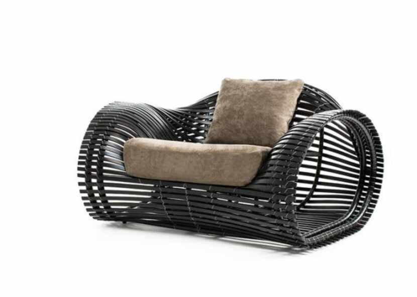 Lolah Lounge Armchair in Java by Janus et Cie, handwoven synthetic fiber over a...