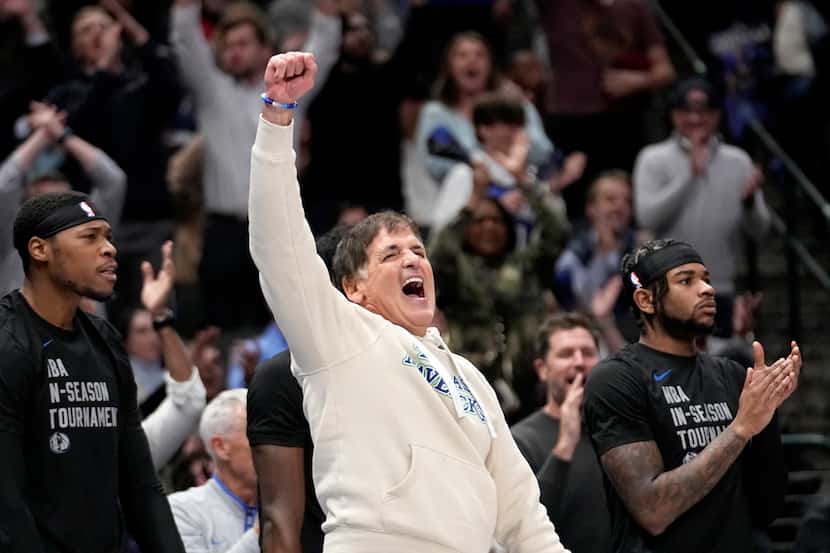 Mark Cuban celebrated late in the second half of the Dallas-Mavericks-Houston Rockets game...