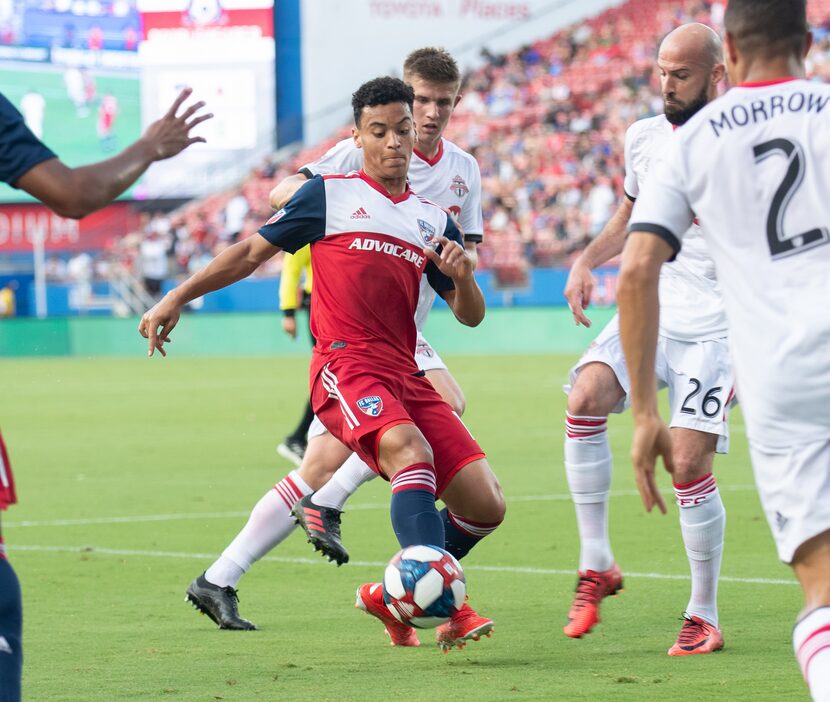 DALLAS, TX - JUNE 22: Brandon Servania action during the MLS soccer game between FC Dallas...