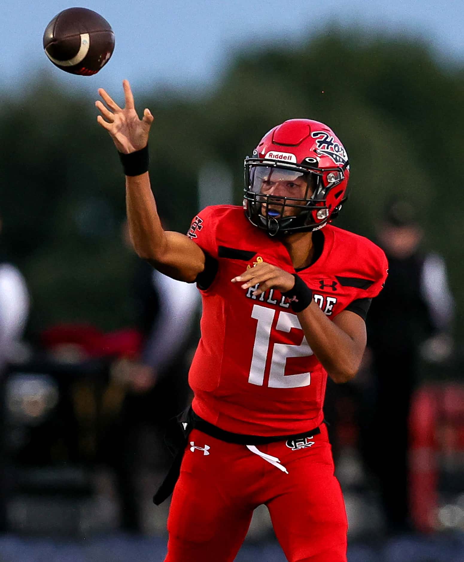 Cedar Hill quarterback Anthony Edwards attempts a pass against Mansfield during the first...