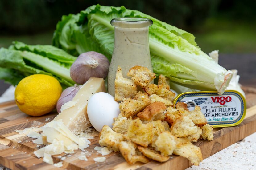 Ingredients for Caesar salad 