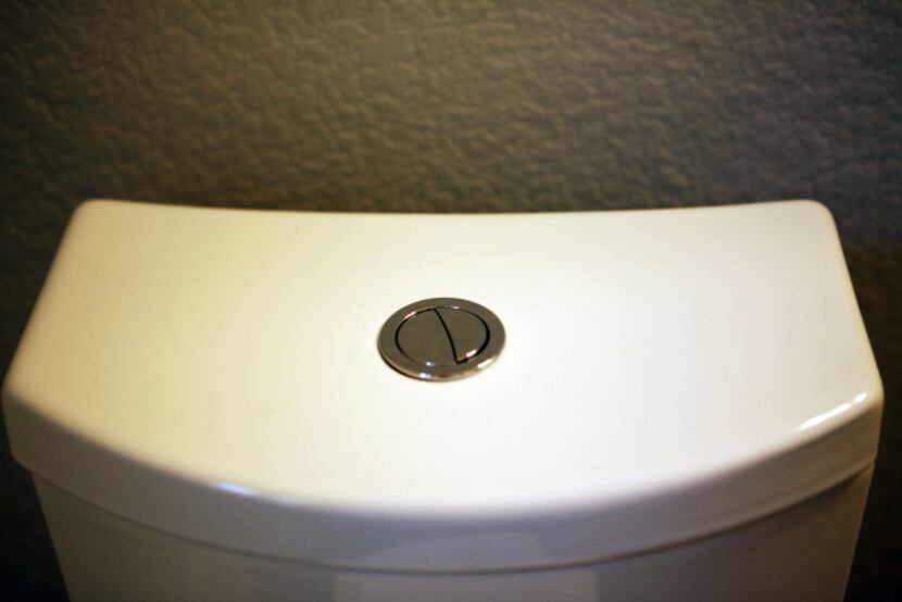 A WaterSense-certified dual-flush toilet flushes with less water.
