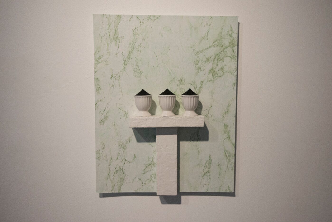 Andy Grotfeldt also created 3 Cups, a mixed media on a panel.