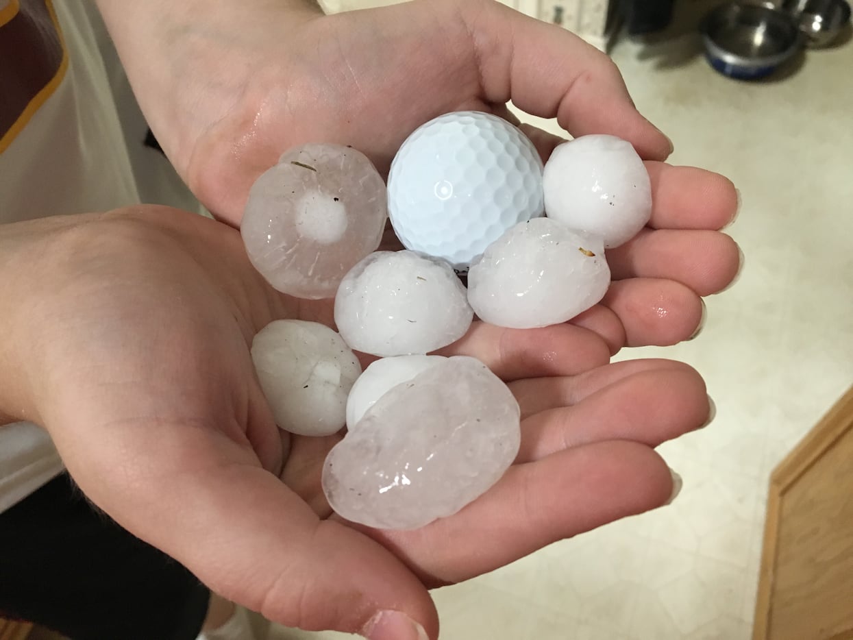 Some of the hail that fell in Frisco was near golf ball-size. (Valerie Wigglesworth/Staff) 