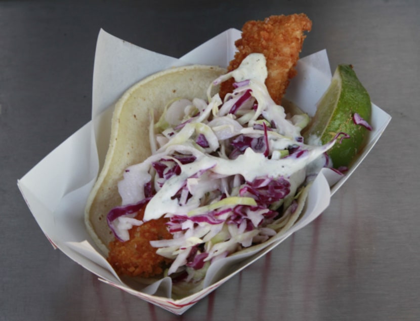 The San Diego Classic: Panko Battered Fish Taco at the So-Cal Taco Truck , in the parking...