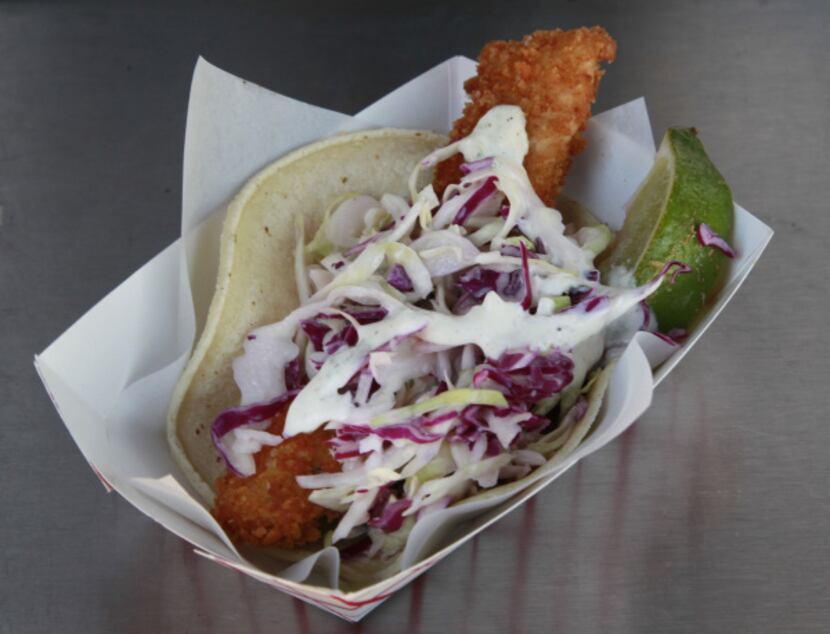 The San Diego Classic: Panko Battered Fish Taco at the So-Cal Taco Truck , in the parking...