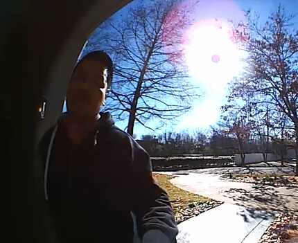 Video footage from the home's front door of the first Highland Park burglary suspect.