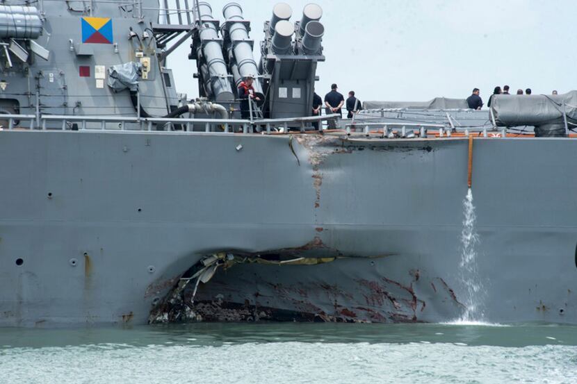 The damaged USS John S. McCain.