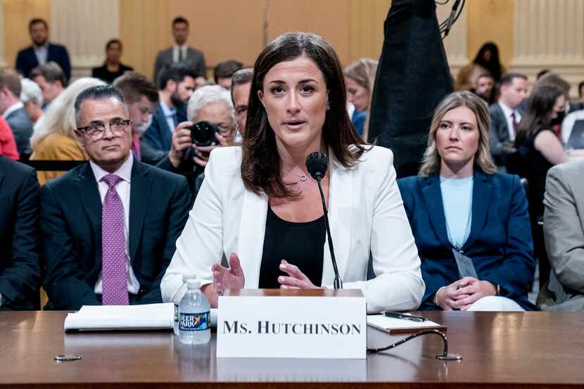 Cassidy Hutchinson, former aide to Trump White House chief of staff Mark Meadows, testifies...