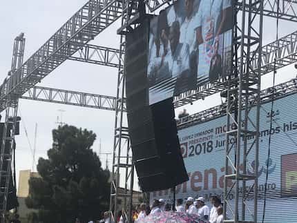 Presidential candidate Andrés Manuel López Obrador was greeted by hundreds of supporters in...
