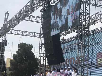 Presidential candidate Andrés Manuel López Obrador was greeted by hundreds of supporters in...