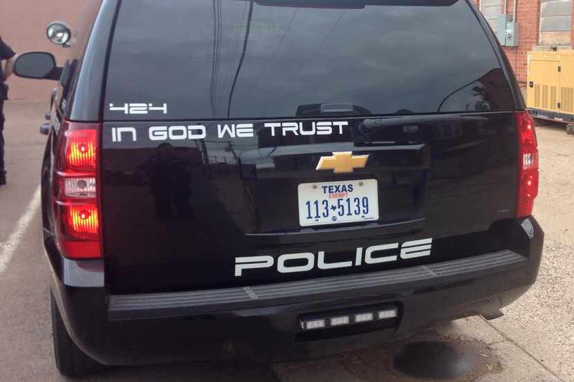 
The Childress Police Department and others that have chosen to display “In God We Trust” on...