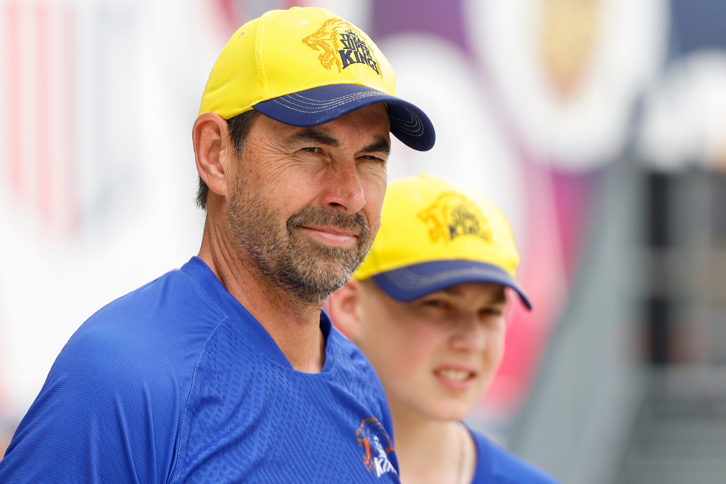 Texas Super Kings head coach Stephen Fleming watches  during the official ribbon cutting...