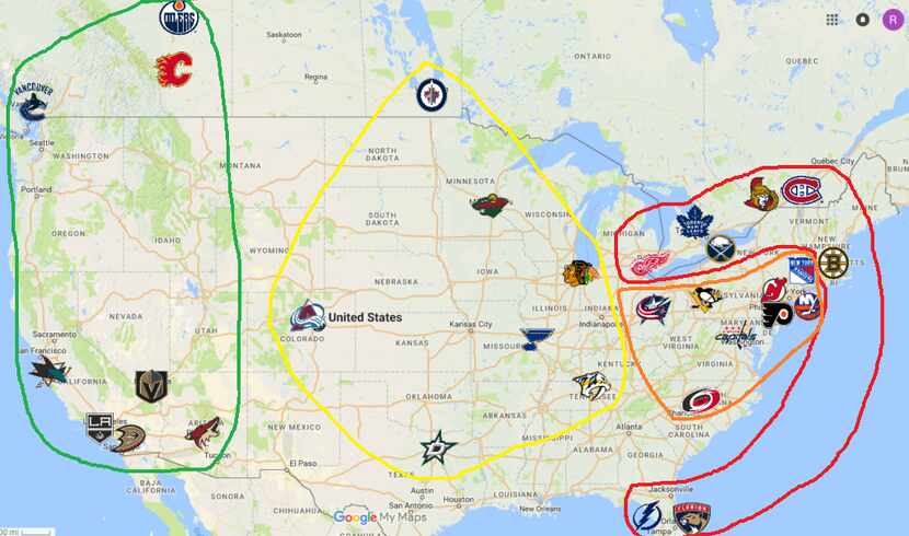 The NHL's previous divisional alignment before realignment this season.