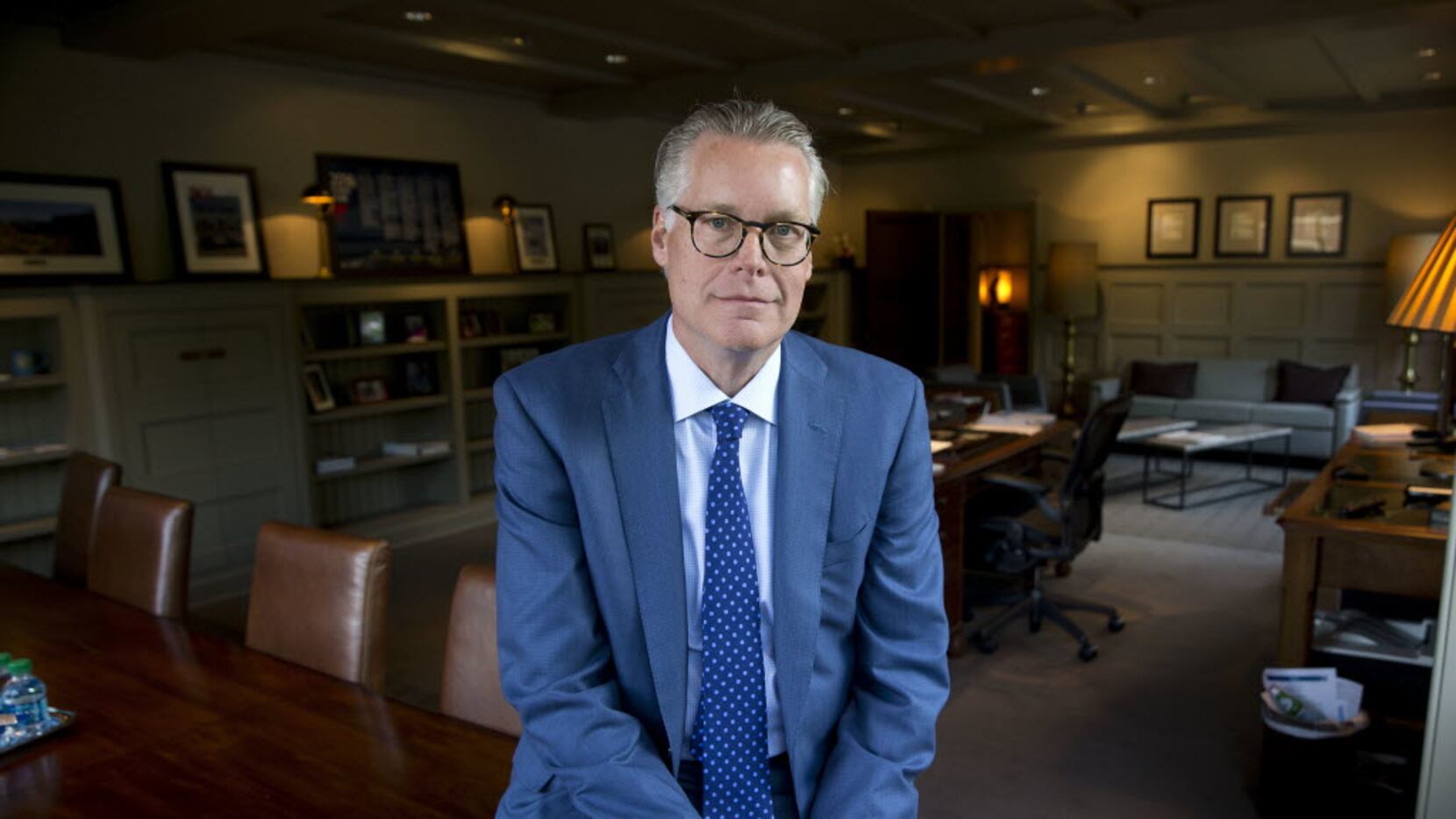 Delta Air Lines CEO Ed Bastian in his office at the company's headquarters in Atlanta.   (AP...