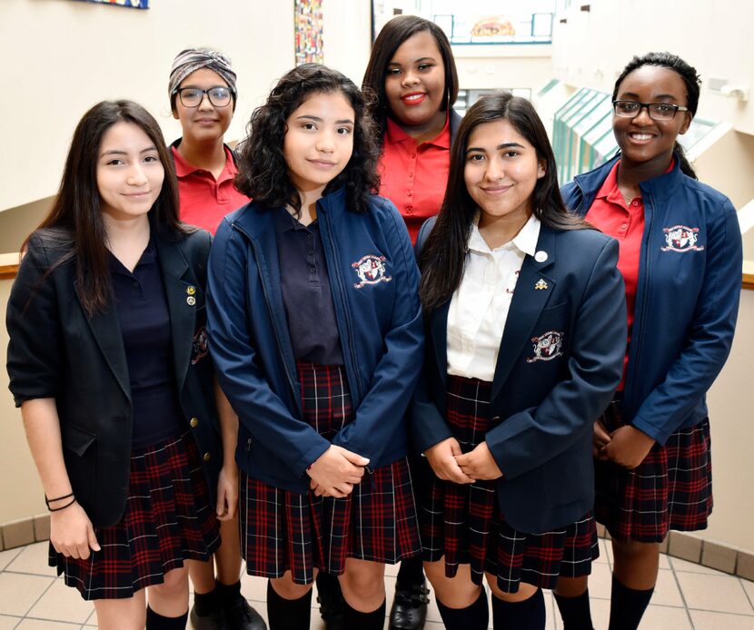 From left: High school students Vanessa Sarmiento, Samantha Casas, Valerie Gutierrez,...