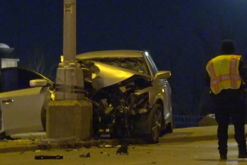 Dallas police said the juvenile driver of the car was speeding when he lost control, left...