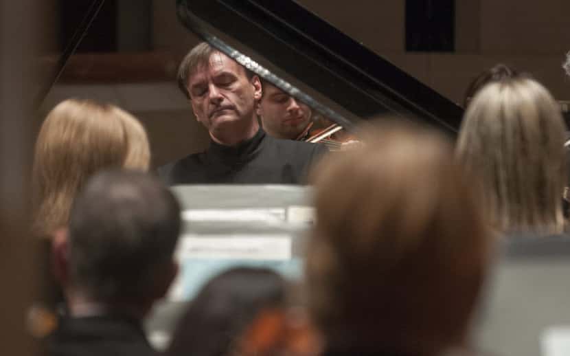 Pianist Stephen Hough performs with the Dallas Symphony Orchestra at the Morton H. Meyerson...