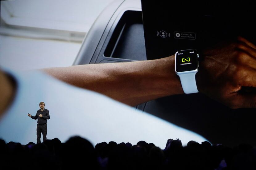 Apple's Kevin Lynch speaks about the Apple Watch announcement of new products at the Apple...
