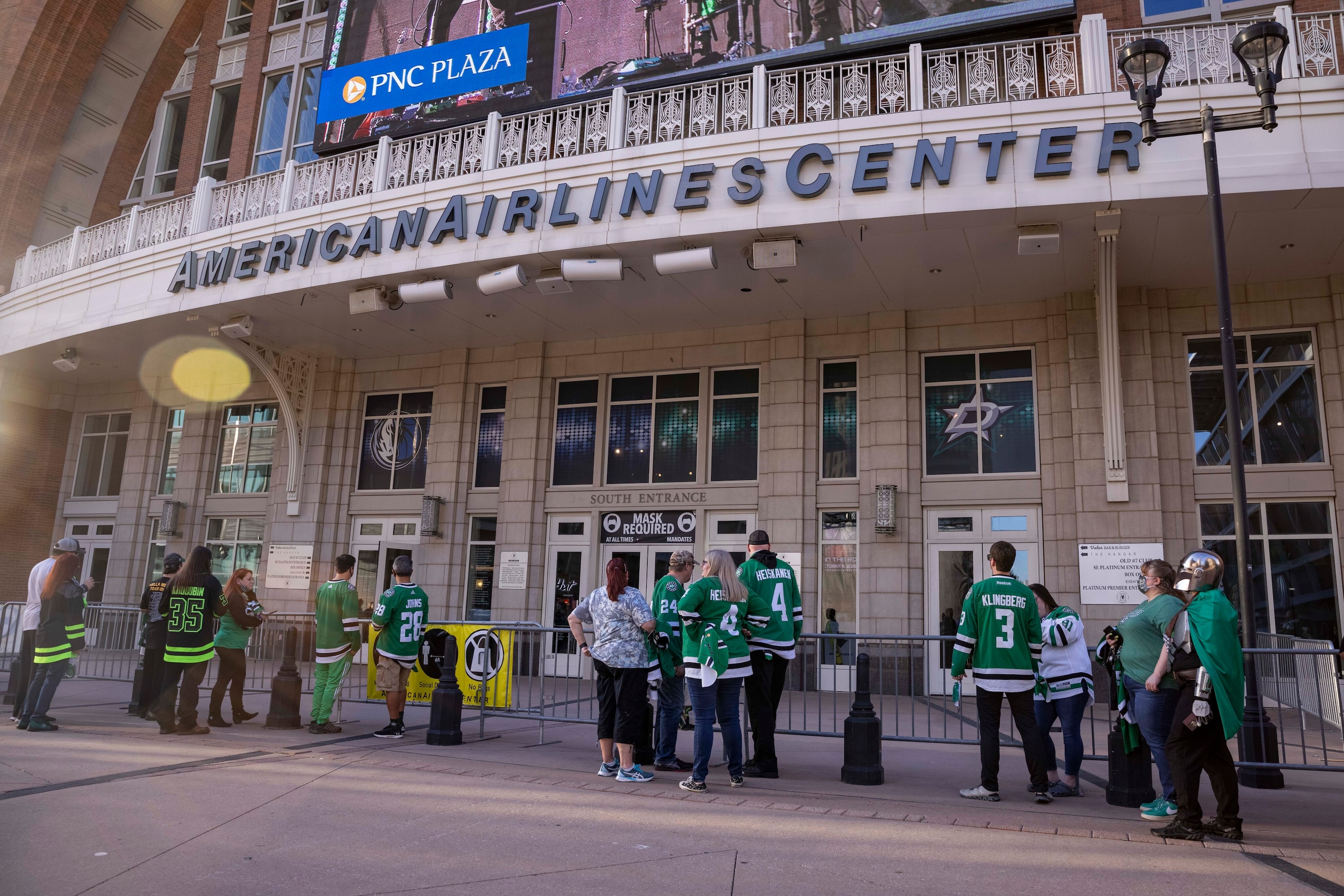 People lineup before the start of Dallas Stars home opener against the Los Angeles Kings on...