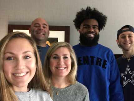 L to R: Halle Silver, Tony Duca, Melissa Duca, Cowboys running back Ezekiel Elliott and Jake...