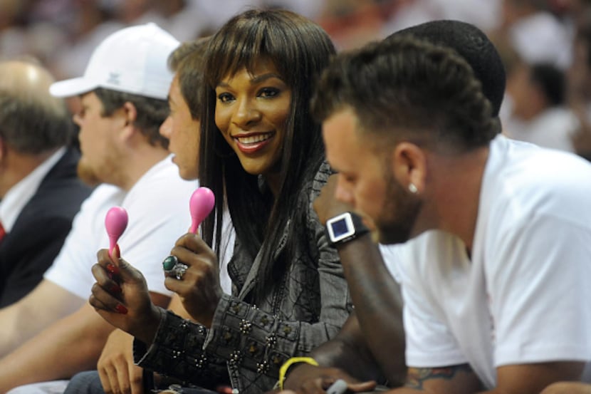 Serena Williams at courtside seats as the Miami Heat takes on the Dallas Mavericks in Game 2...