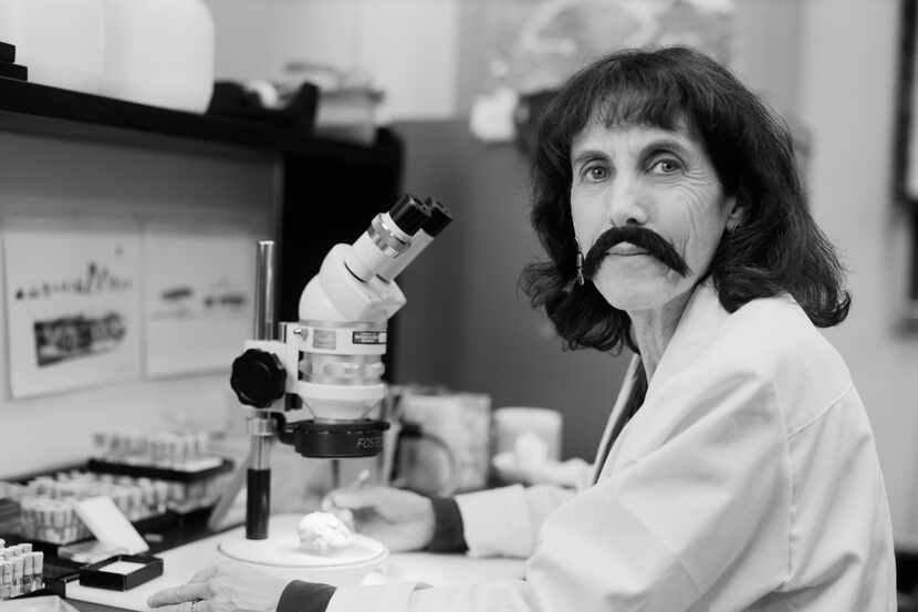 Alisa Winkler, an anatomy professor at UT Southwestern, donned a mustache for "The Bearded...