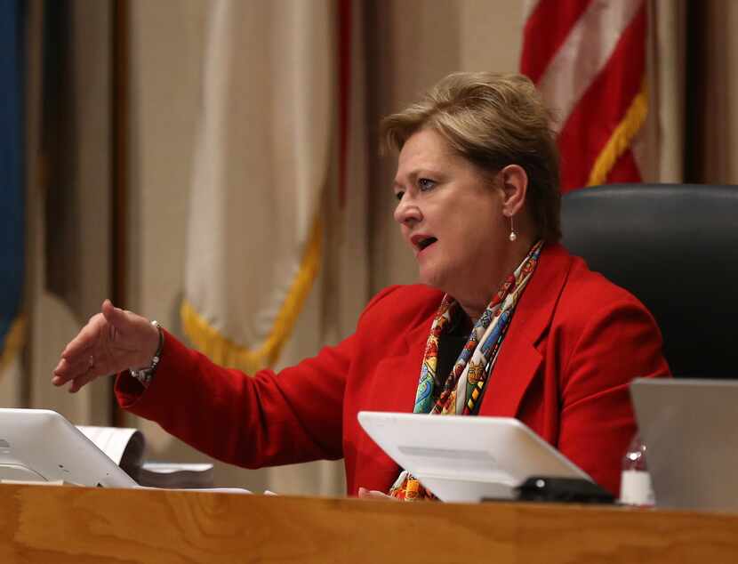 Dallas County Commissioner Theresa Daniel speaks during a Feb. 19 Commissioners Court...