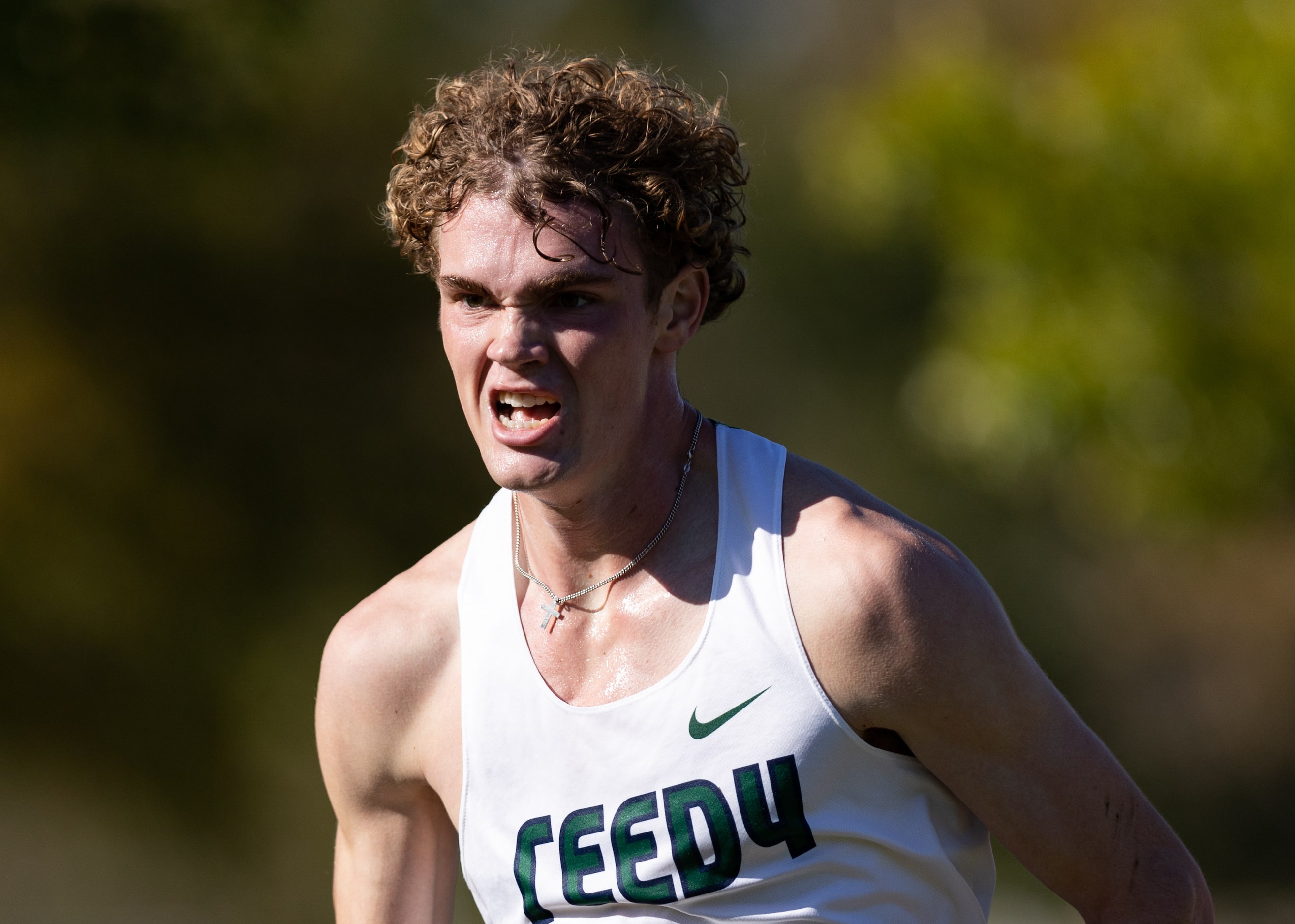 Garrick Spieler of the Frisco Reedy Lions competes in the 5A boys’ 5k race during the UIL...