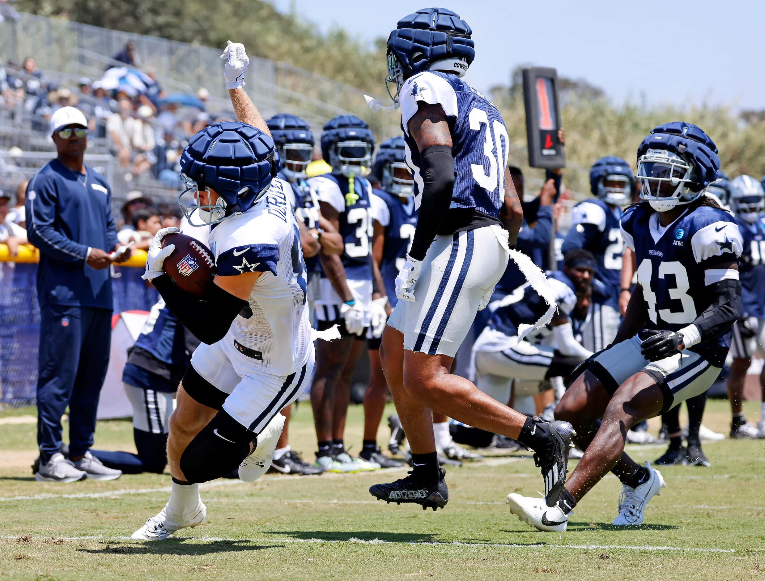 Dallas Cowboys wide receiver David Durden (85) pulls in a pass and races for a touchdown...