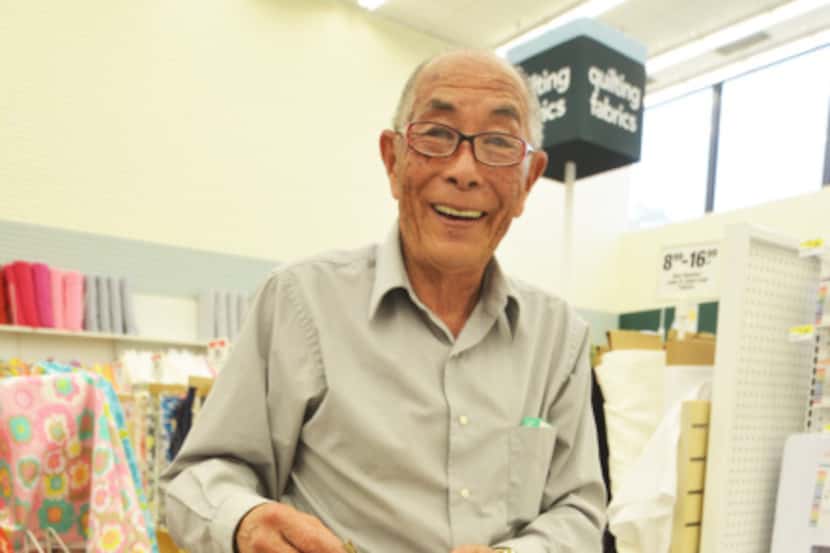George Katsumoto of Grand Prairie sharpens scissors at the Jo-Ann store on Preston Road in...
