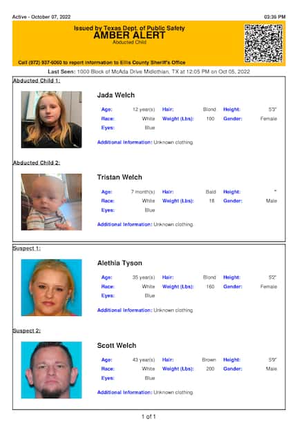 Police believe Jada and Tristan Welch are in grave or immediate danger.