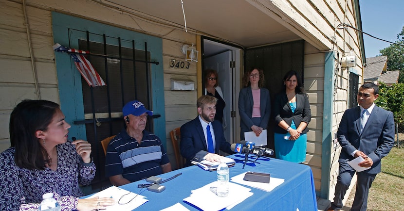 Natali Franco, interpreter, (from left) Julian Campos, Wayne Krause Yang, Mindy Henderson,...