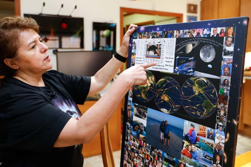 Solar eclipse enthusiast Leticia Ferrer goes through her vision board at her home in Farmers...