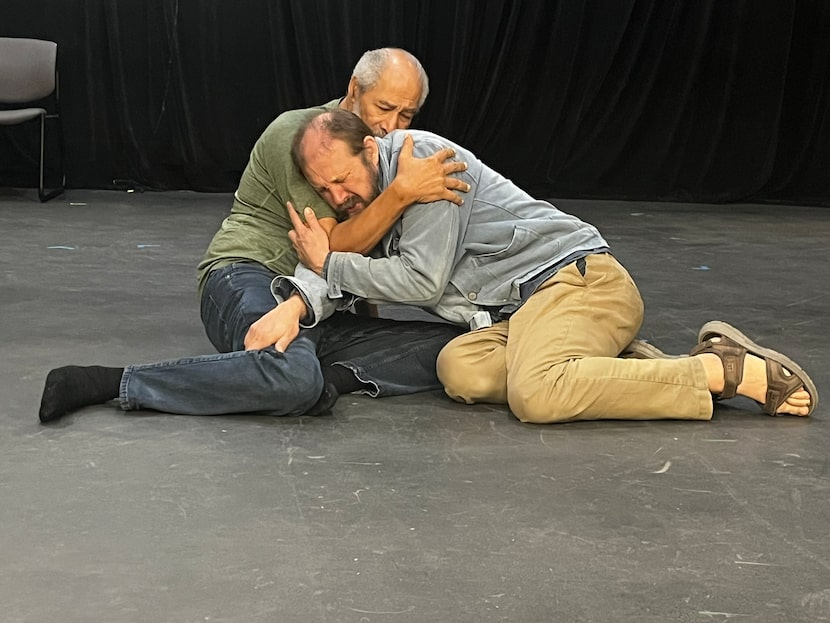 Dennis Raveneau as the title character, left, and Ed Woodall as Gloucester rehearse Fair...